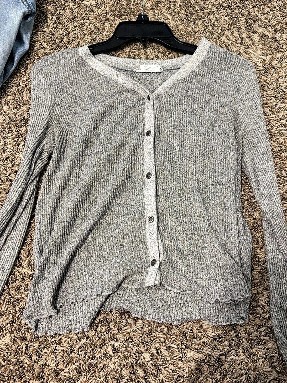 Pink Rose Gray Button-Front Cardigan